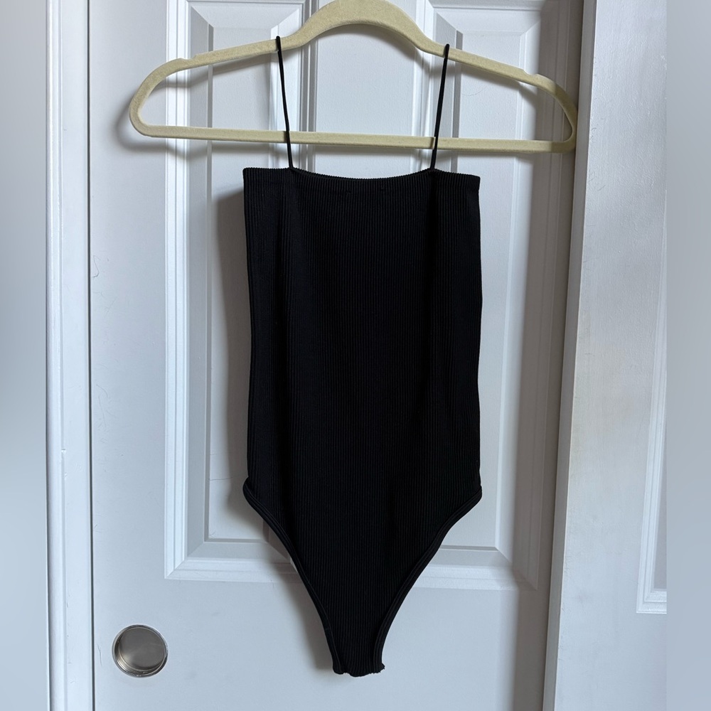 Zara Spaghetti Strap Bodysuit (thong) black